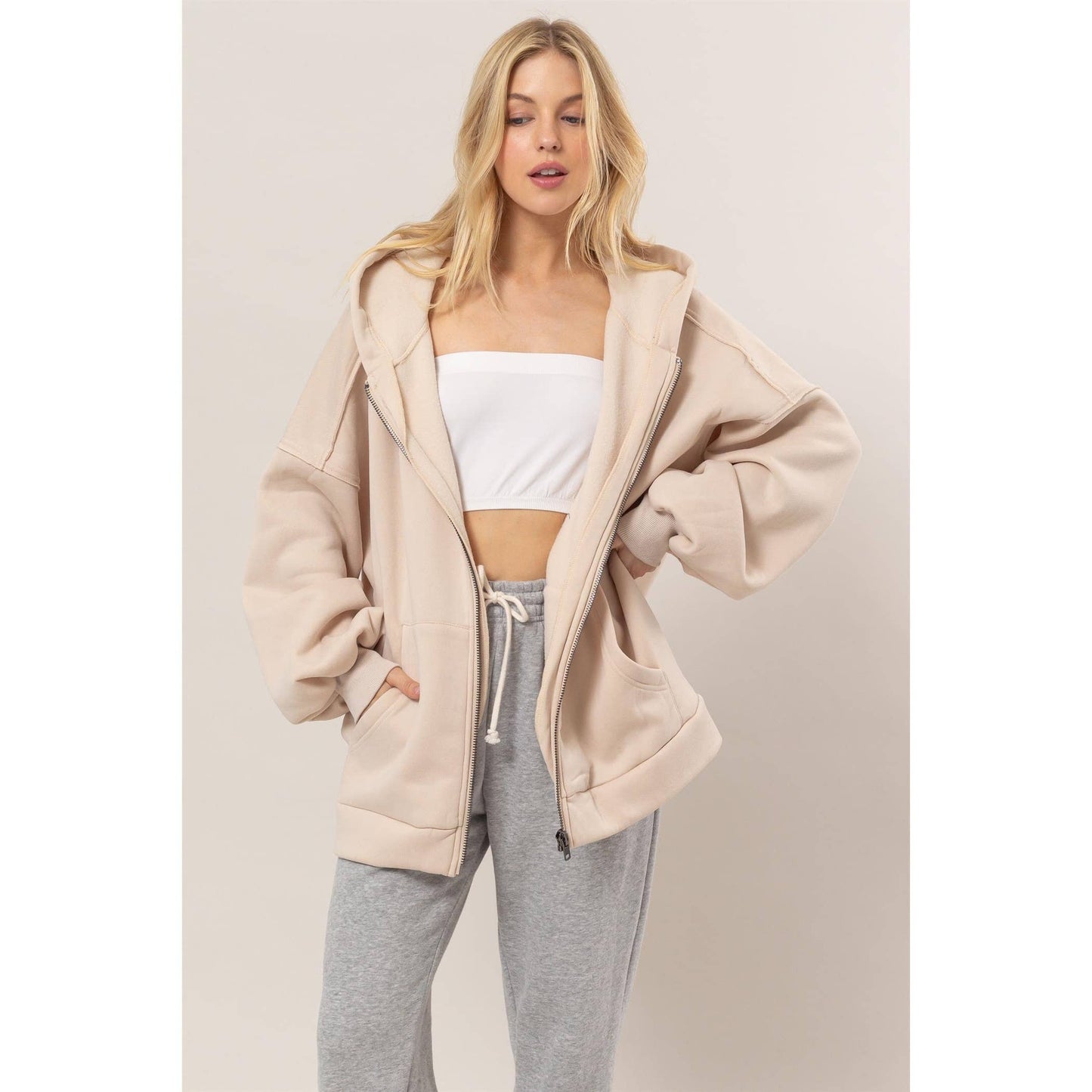 French Terry Oversized Hood Jacket