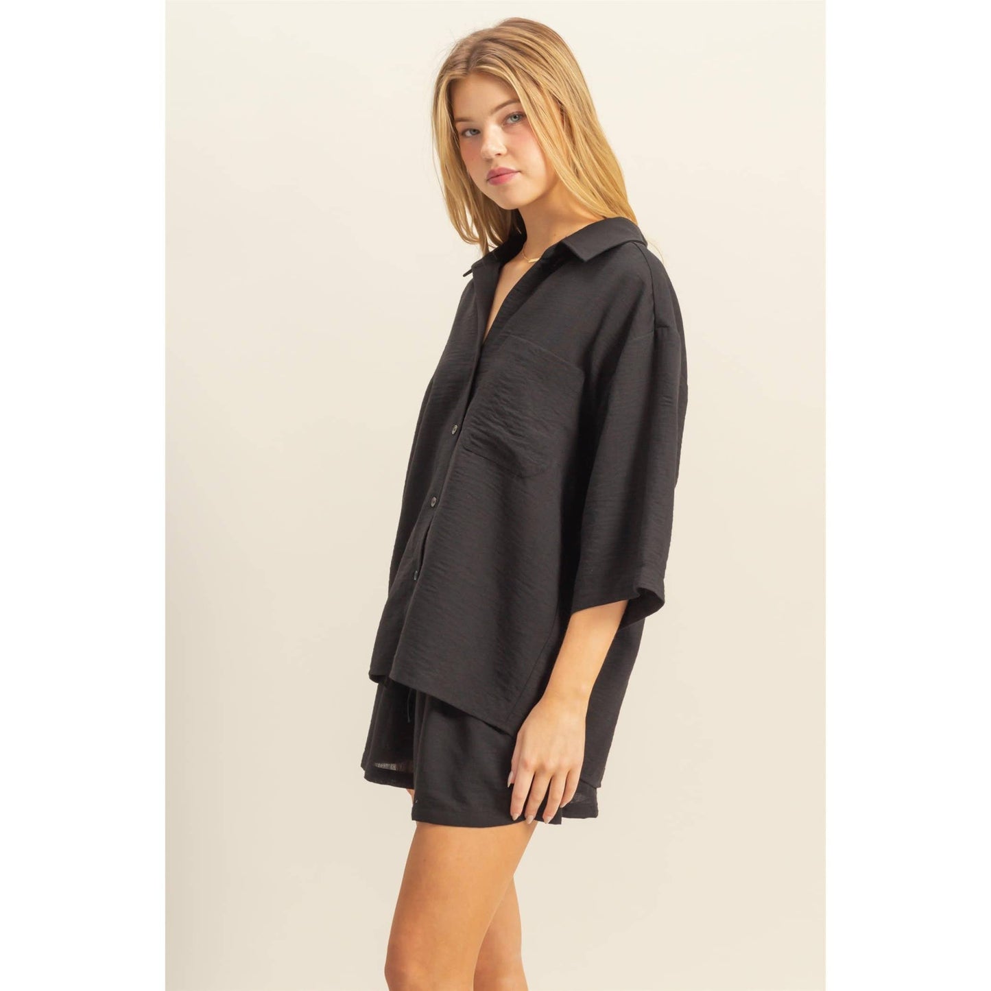 Oversized Shirt And Flowy Shorts Set (Sold as Separates)