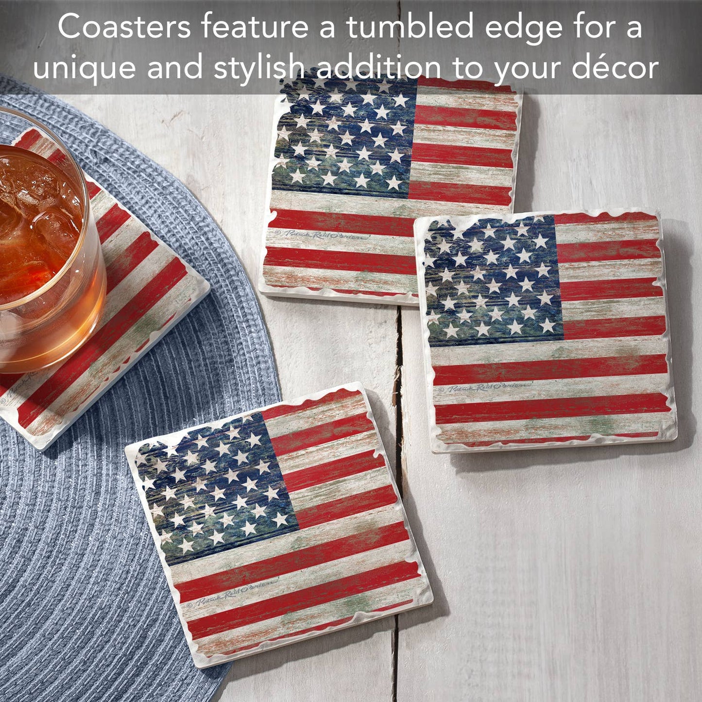 Americana Absorbent Tumbled Tile Coaster 4pk