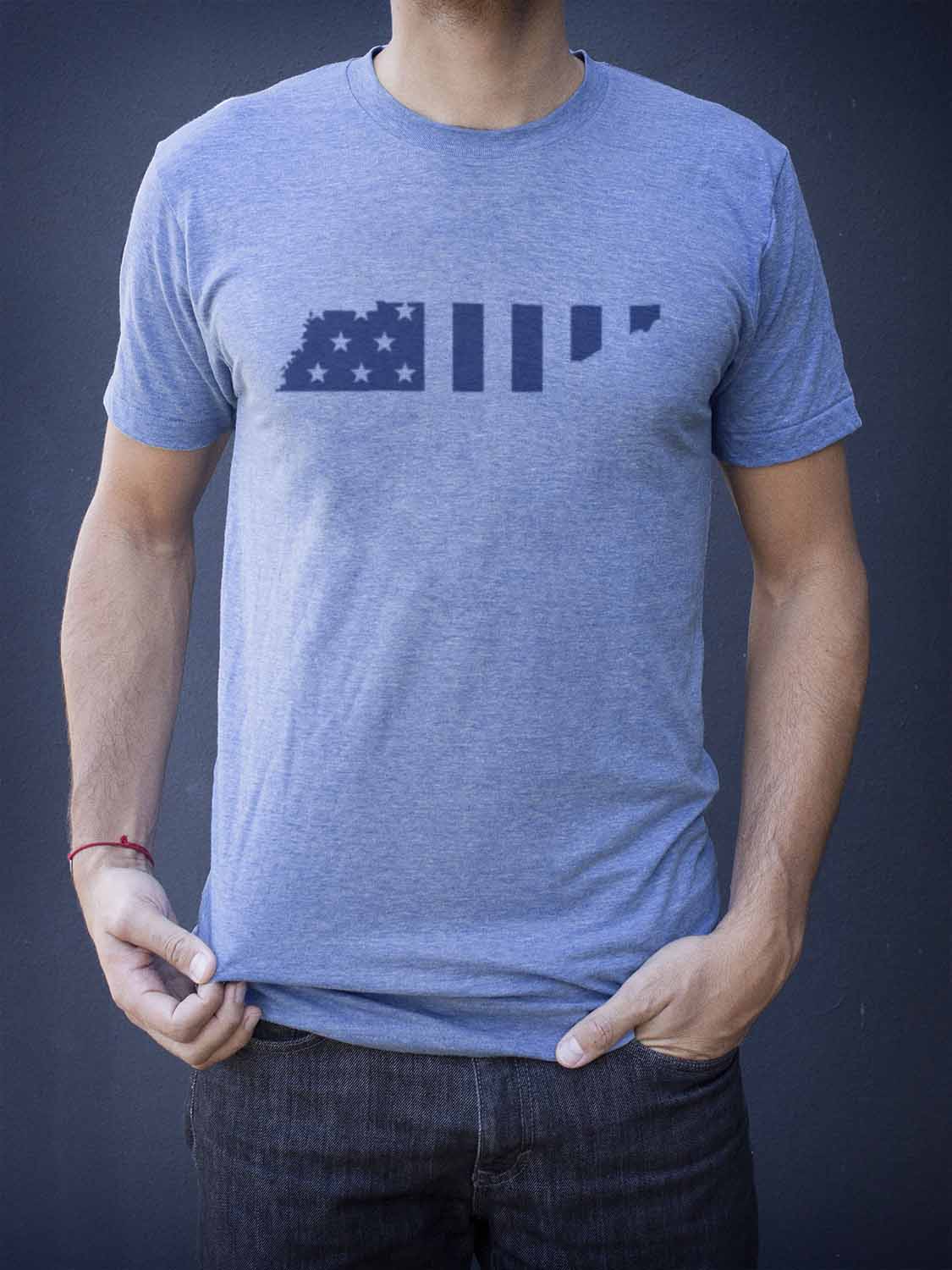 Old Tennessee - Tennessee Shape - American Flag Design
