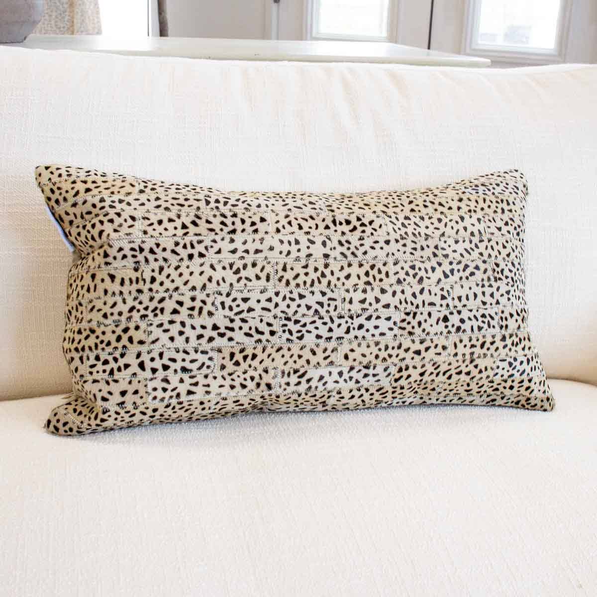 Austin Cheetah Hide Lumbar Pillow Beige/Black 12x22