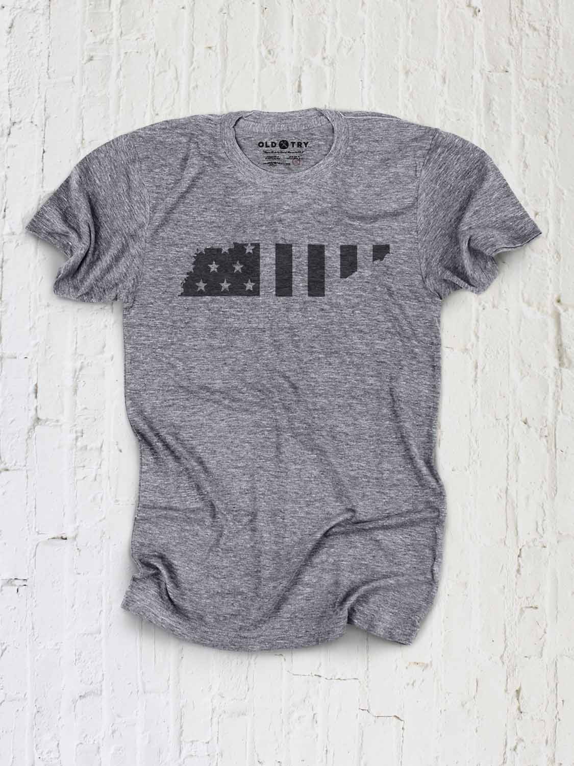 Old Tennessee - Tennessee Shape - American Flag Design