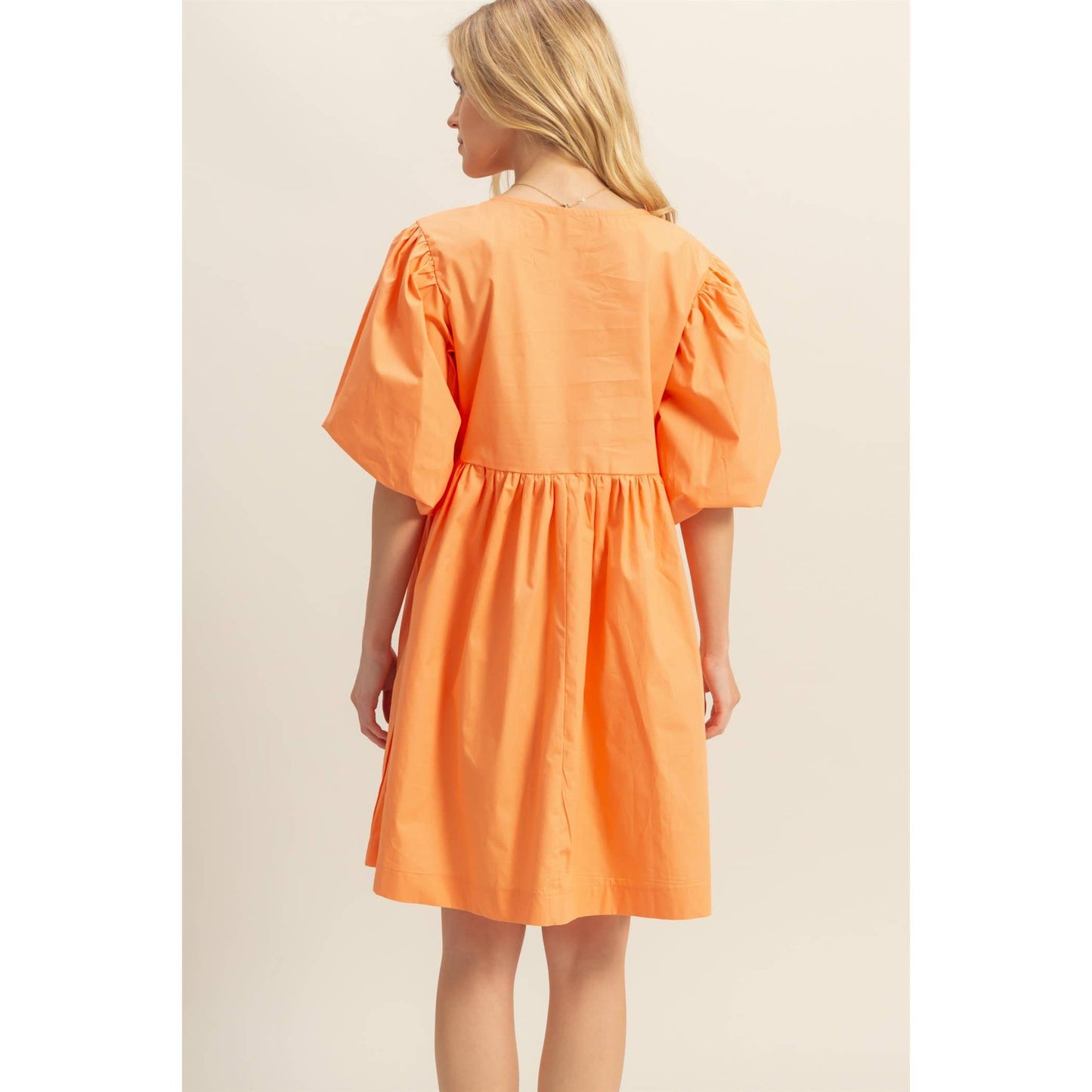 Half Sleeve Tie-Up Ribbon Poplin Dress