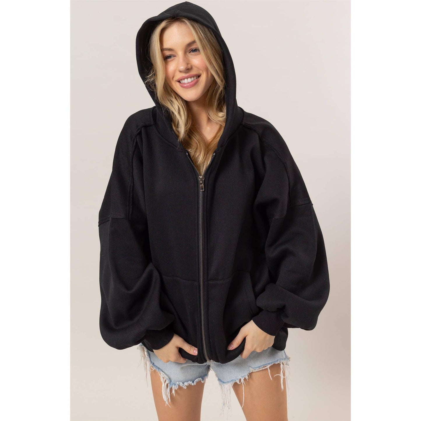 French Terry Oversized Hood Jacket