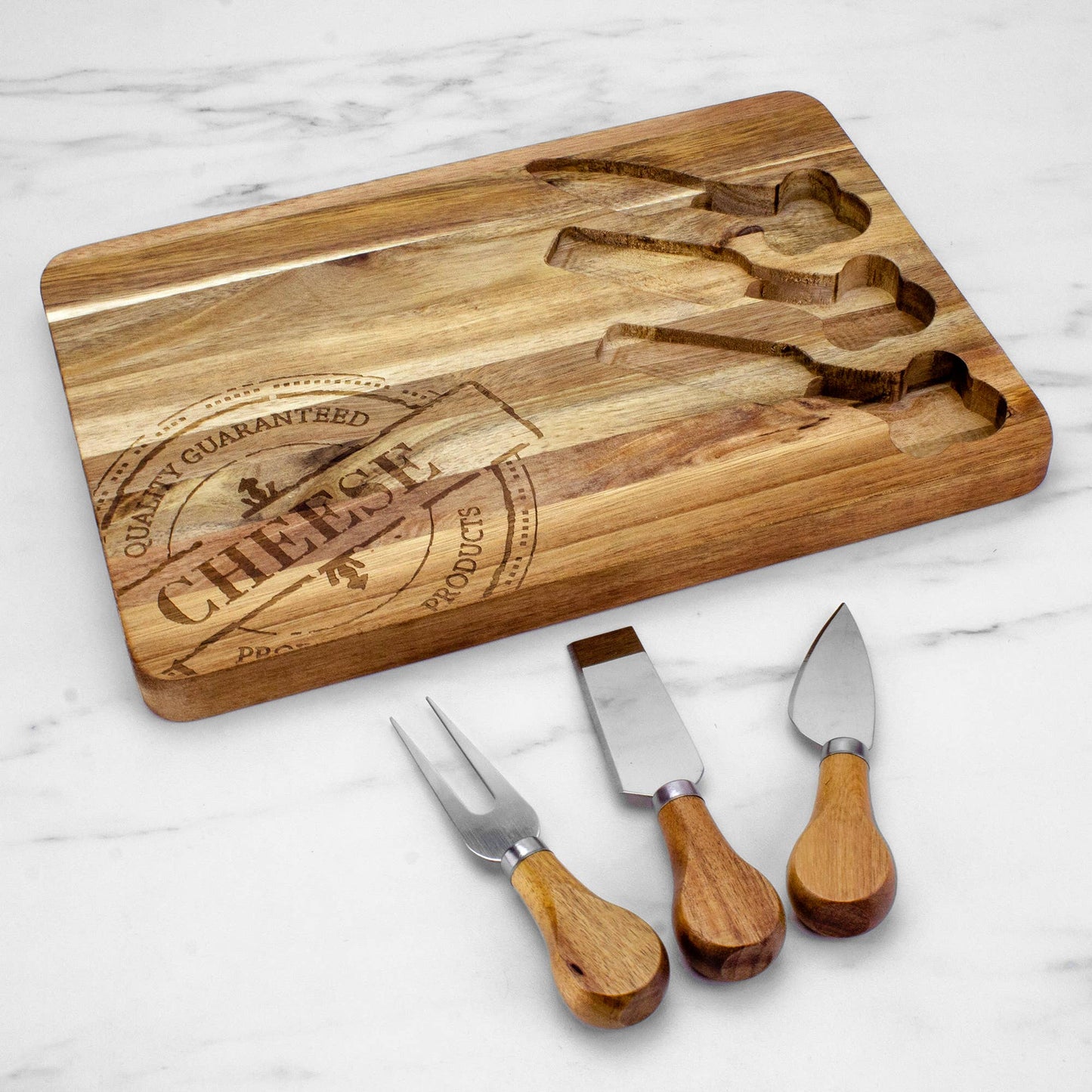 TB Home 4-Pc. Acacia Wood Cheese Board & Cheese Tool Set