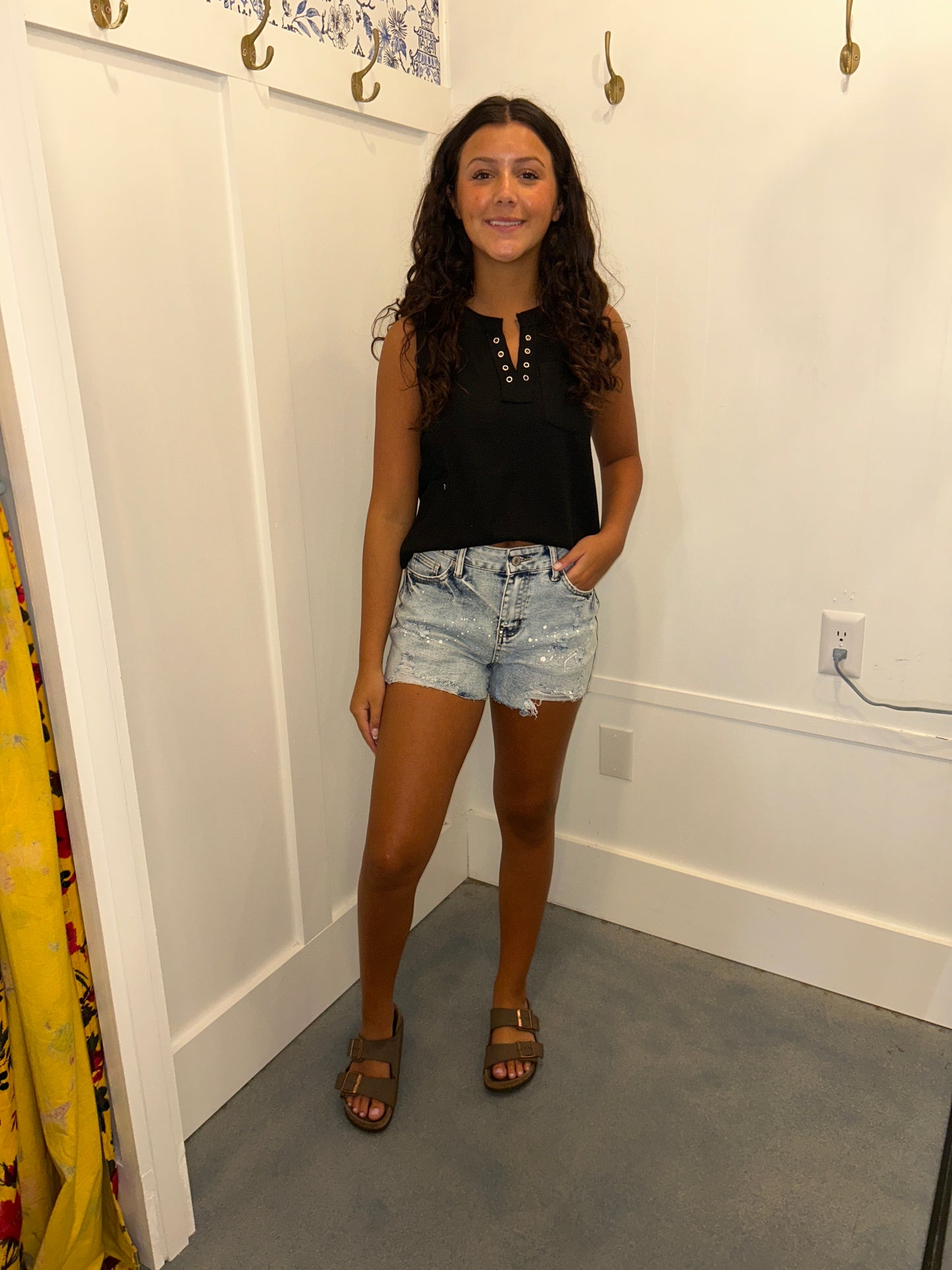 Distressed Bleached Denim Shorts