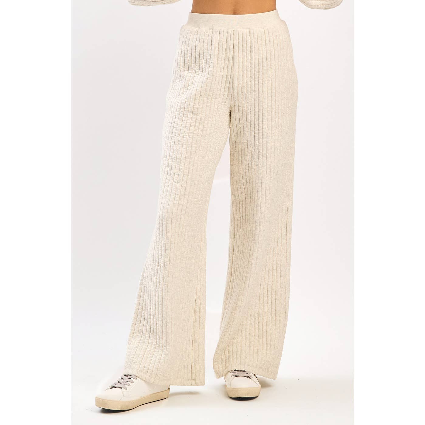 QUILTED CREW NECK SWEATSHIRT AND PANTS SET (Sold as Separates)