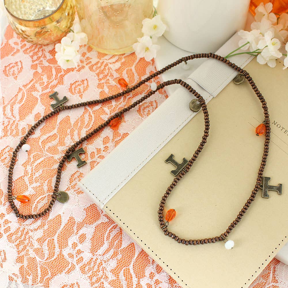 Tennessee 36" Wood Bead Stretch Necklace-Bracelet