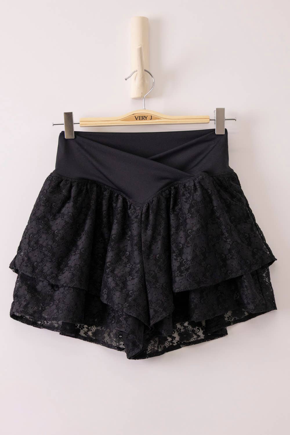 Double Layered Hem Lace Activewear Shorts