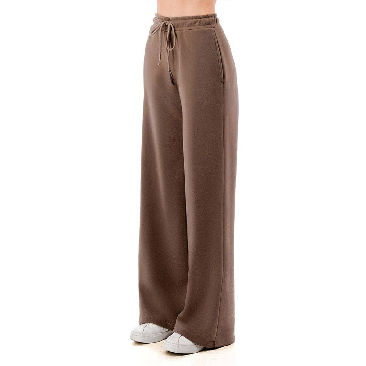 FLEECE WIDE LEG PANTS SWEATPANTS JOGGERS