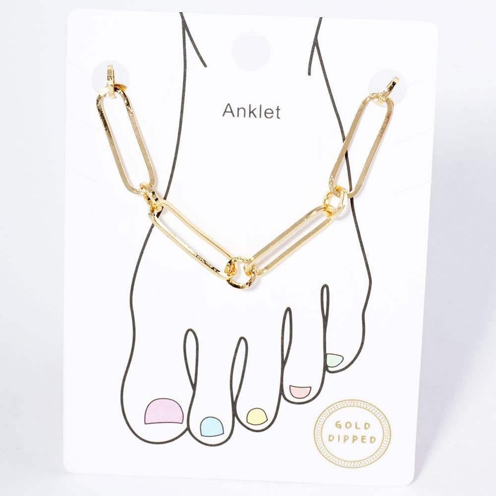 Gold Dipped Paperclip Chain Anklet