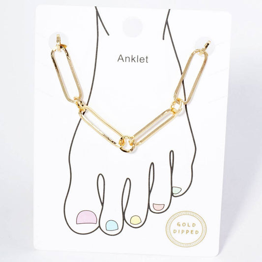 Gold Dipped Paperclip Chain Anklet