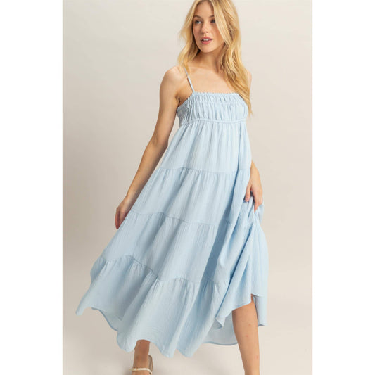 Empire Waist Sleeveless Tiered Maxi Dress
