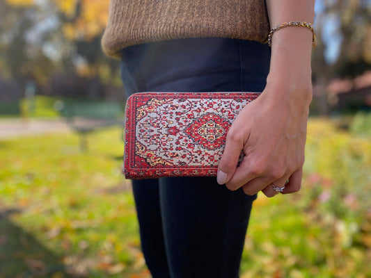 Red Zip Around Wallet, Handmade Boho Wallet, Wallet Women