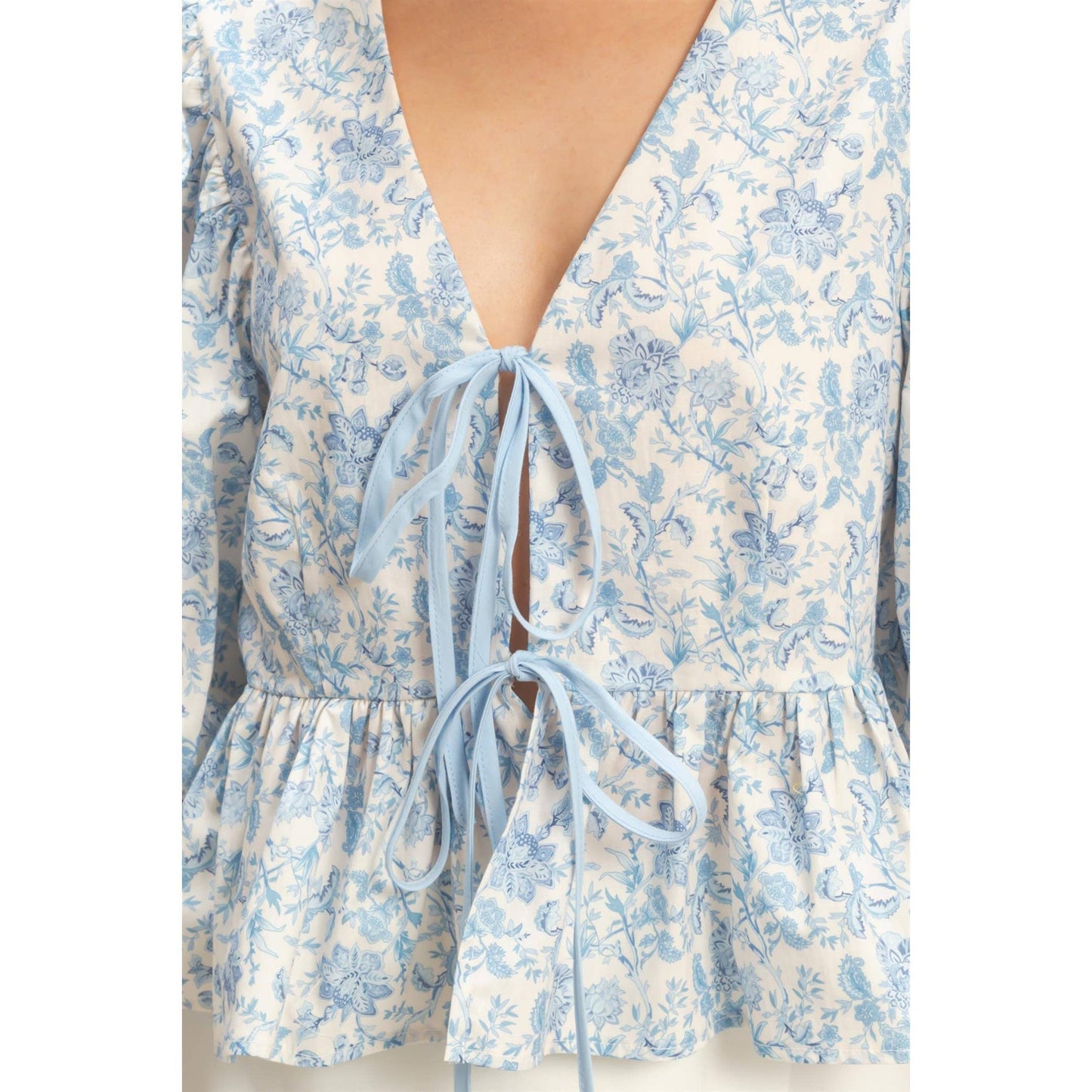 Floral Tie-Front Peplum Top