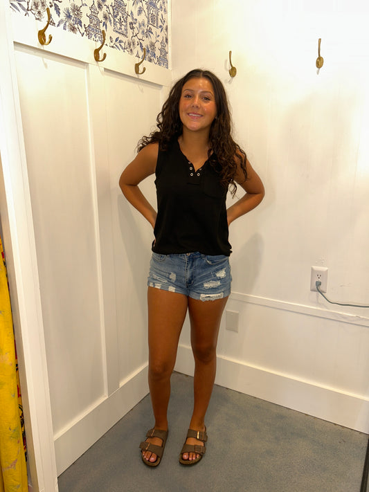 Faded and Distressed Denim Shorts