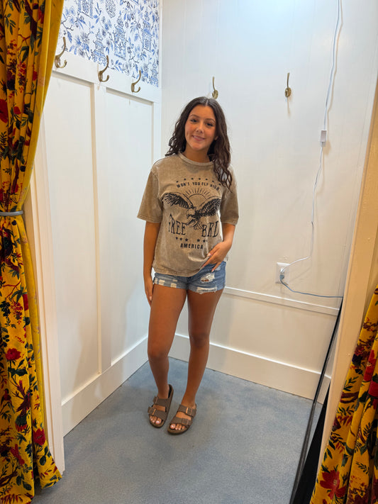 AMERICA FREE BIRD Vintage Graphic Mineral Washed Tee