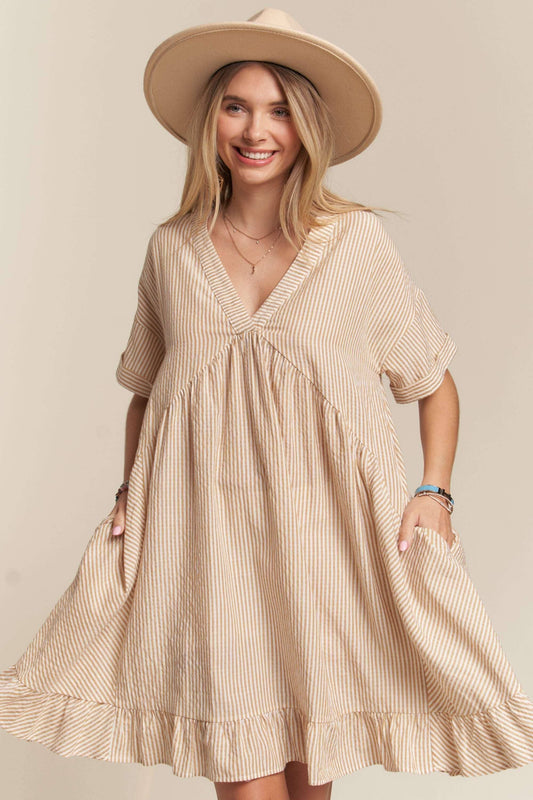 PINSTRIPE BABYDOLL DRESS
