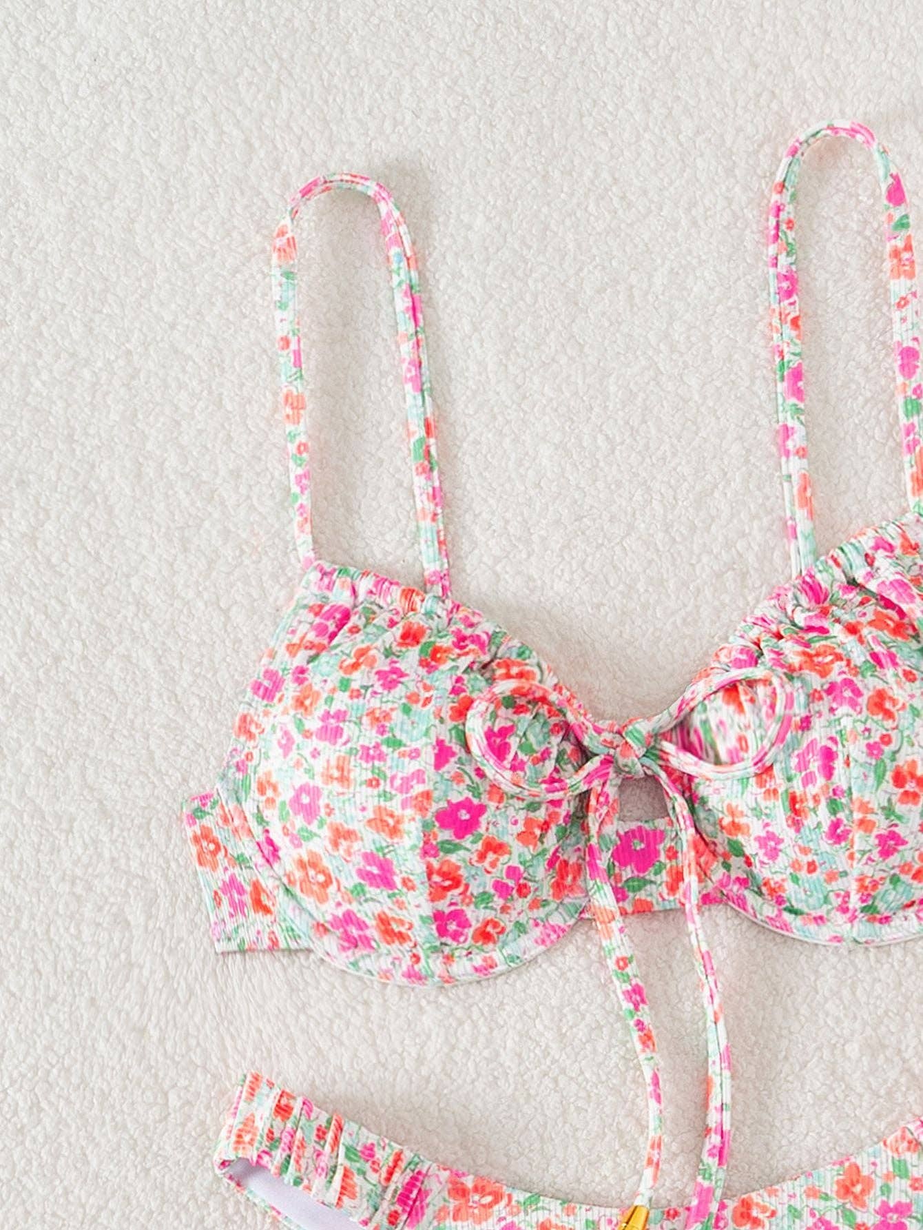 Sexy Floral Print Swimwear Triangle Bikini Set (Sold as Separates)