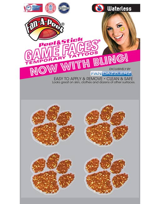 Panther Paw Game Faces® Fandazzlerz Temporary Tattoos Orange