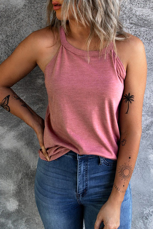 Solid Color Crew Neck Tank Top