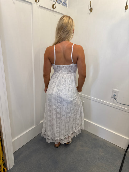 SOLID COLOR LACE SUSPENDER LONG SKIRT DRESS