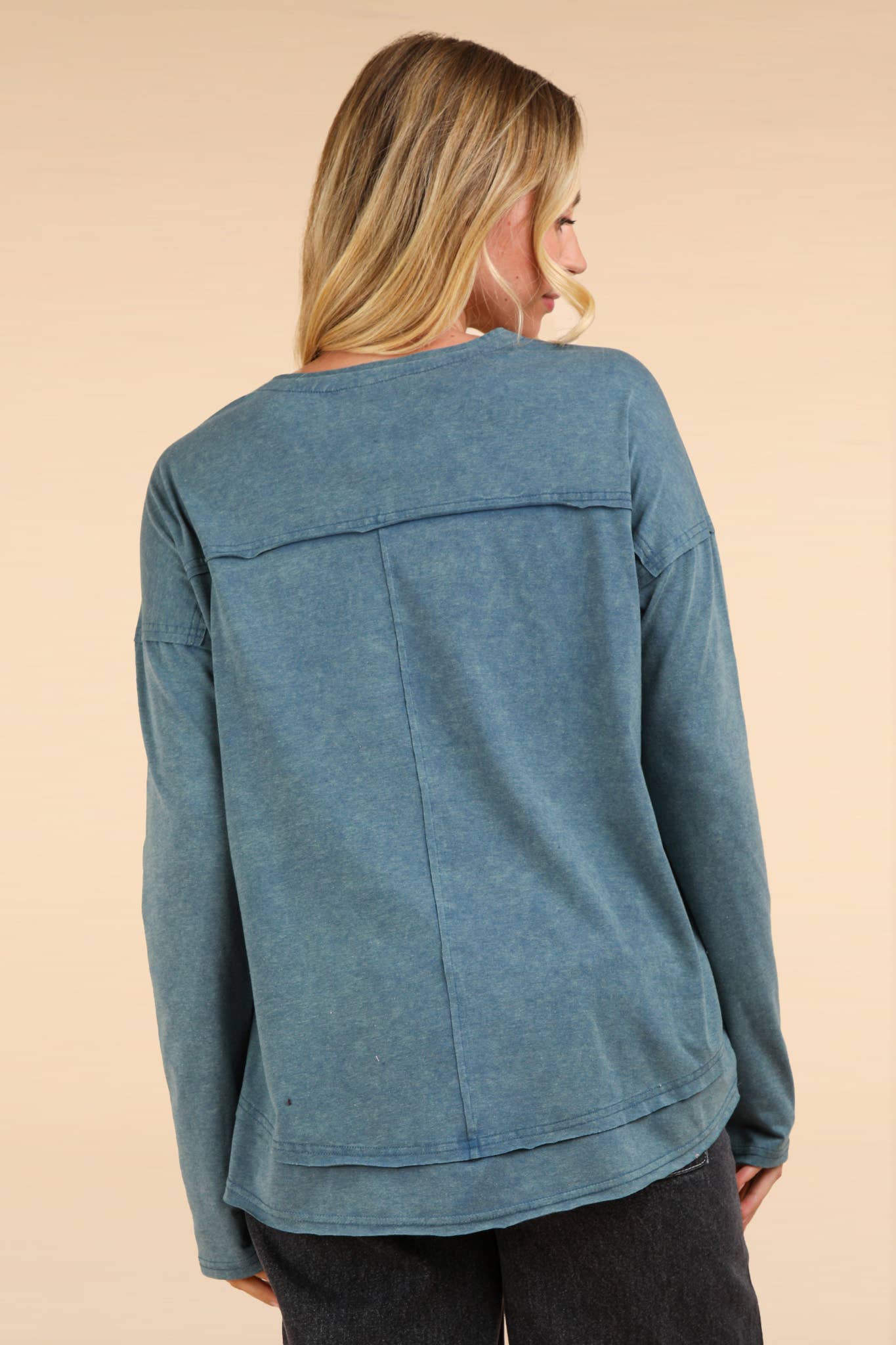 PLUS SIZE Mineral Washed Cotton Comfy Knit Top