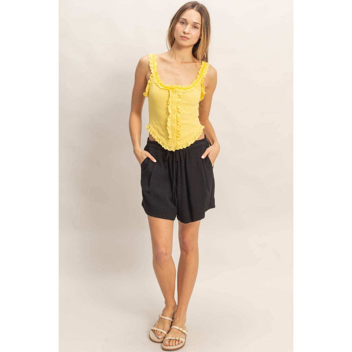 Lace Ruffle Trim Tank Top