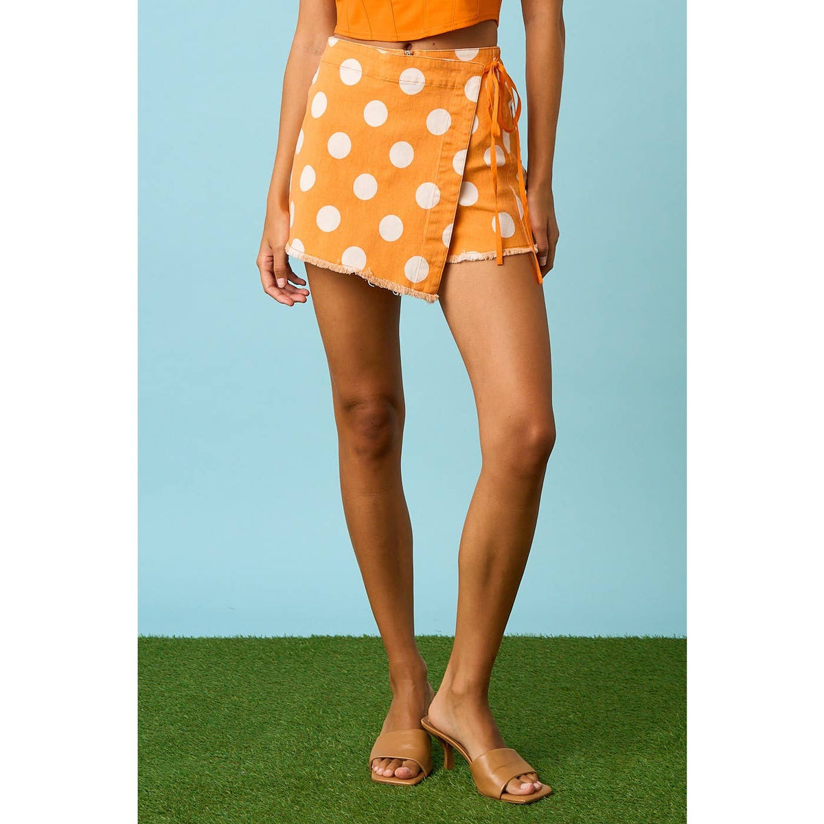 GAME DAY POLKA DOT OVERLAY WRAP FRONT MINI SKORT