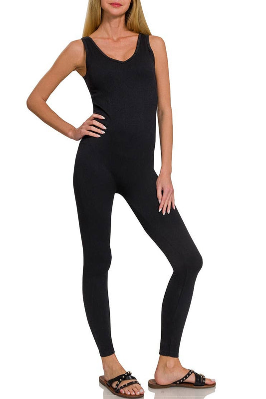 Ribbed Bra Padded Sports Seamless Bodysuit
