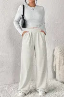 Crop Top and Wide Leg Pants Two Piece Set (Sold as Separates)