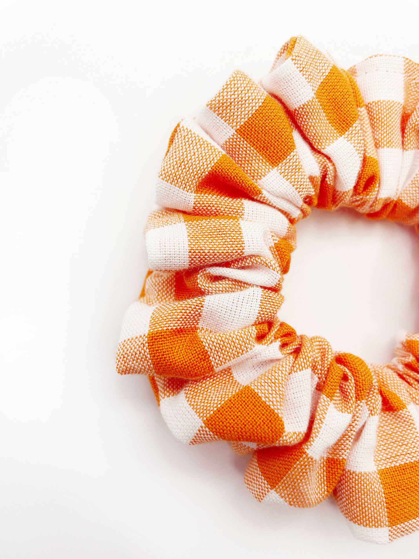 Orange Gingham Plaid Scrunchies, Womens Scrunchies Hair Ties