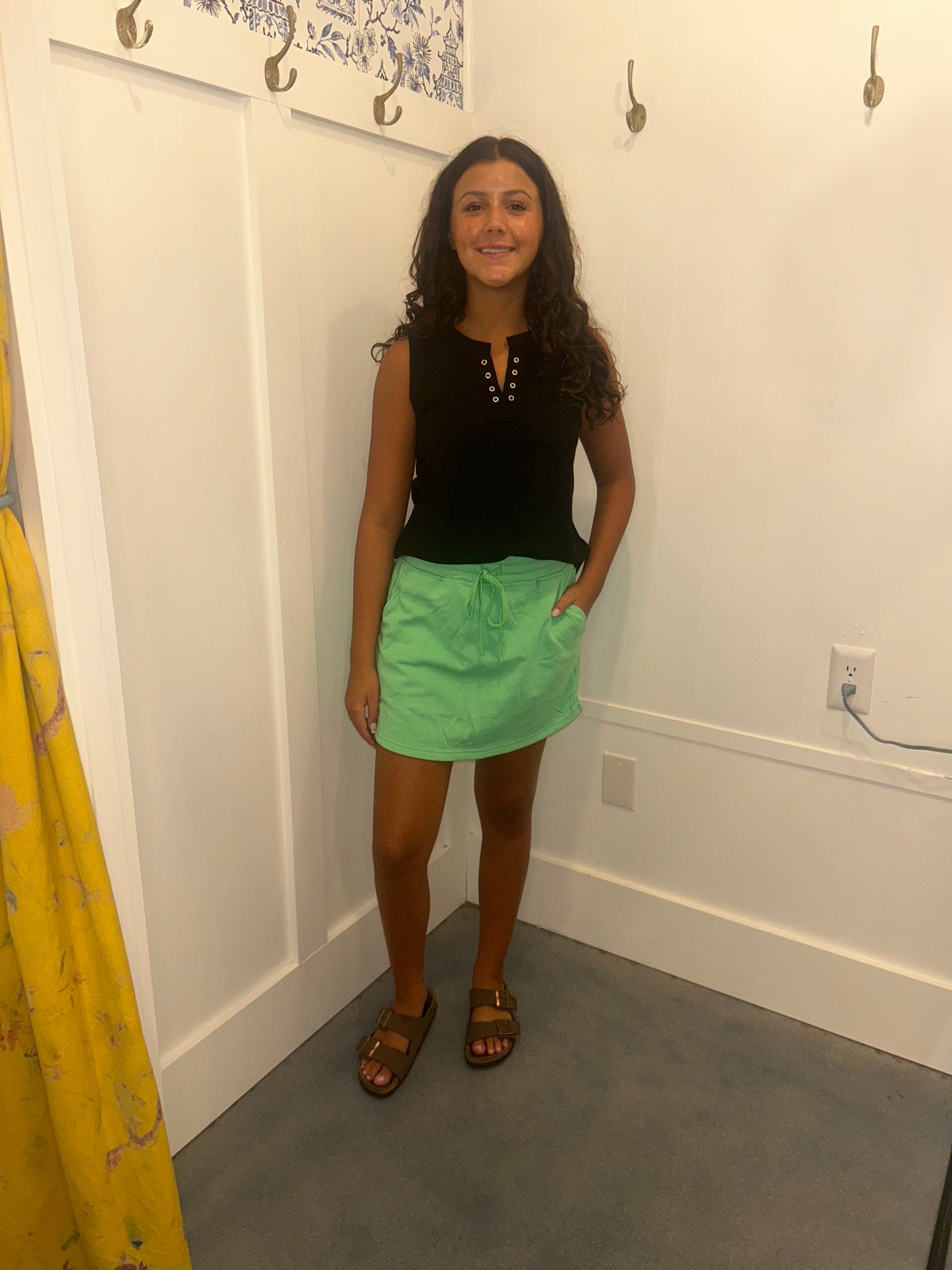 French Terry Drawstring Mini Skort with Pockets