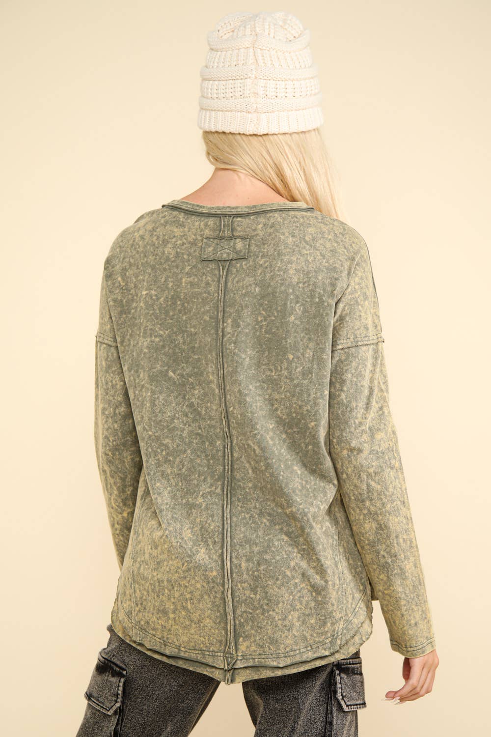 Mineral Washed Casual Knit Top