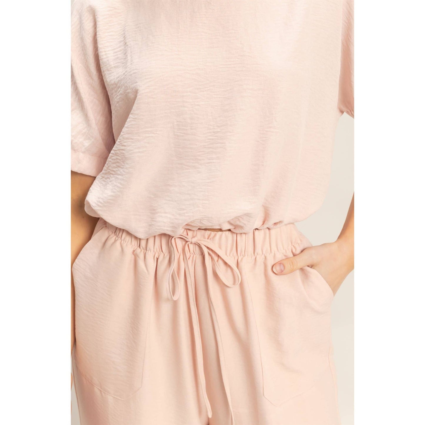 Textured Drawstring Top & Pants Set (Sold As Separates)