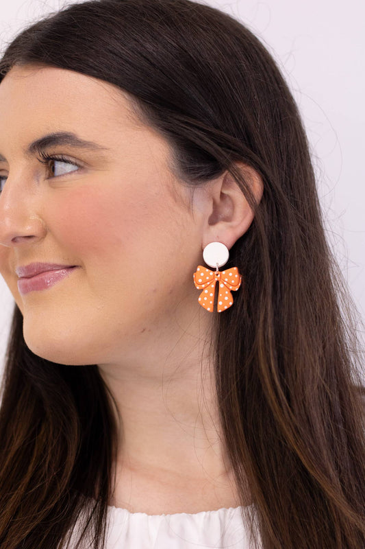 Polka Dot Flat Bow Dangles