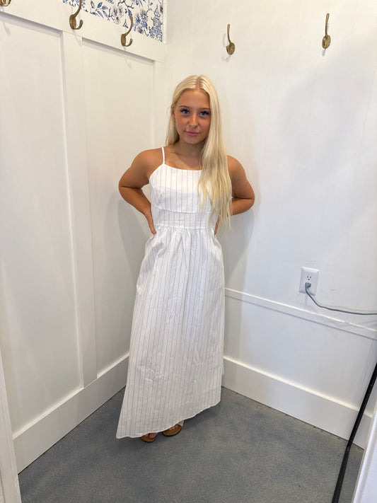 Spaghetti Strap Pocketed High Waist Maxi Dress