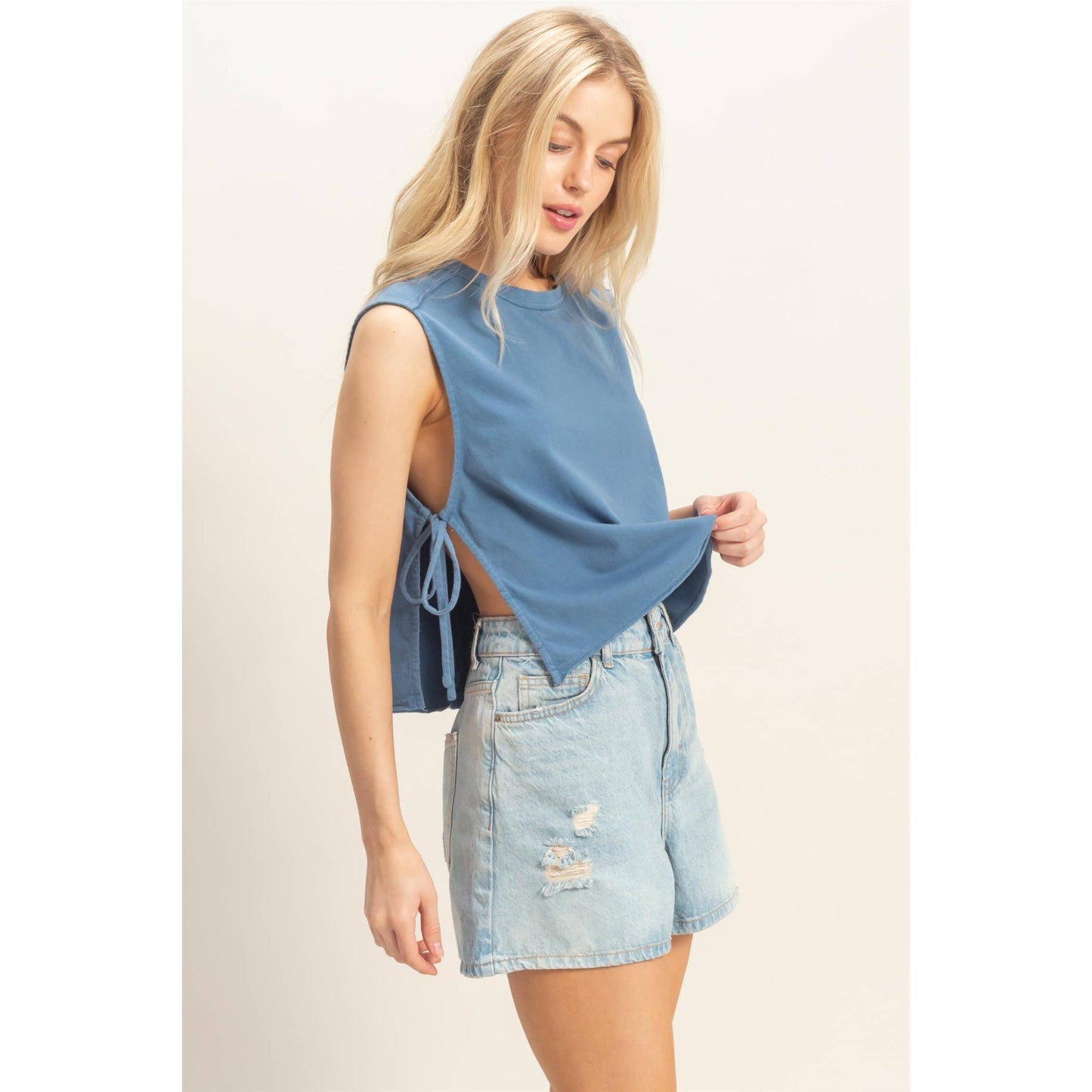 Sleeveless Raw Edge Top