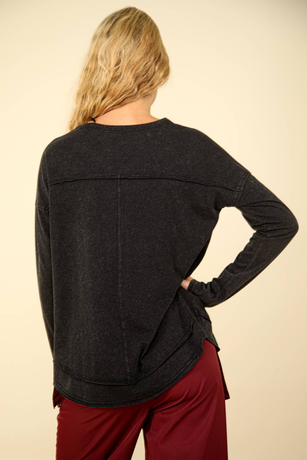 PLUS SIZE Mineral Washed Cotton Comfy Knit Top