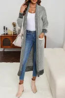 Textured Knit Pocketed Duster Cardigan