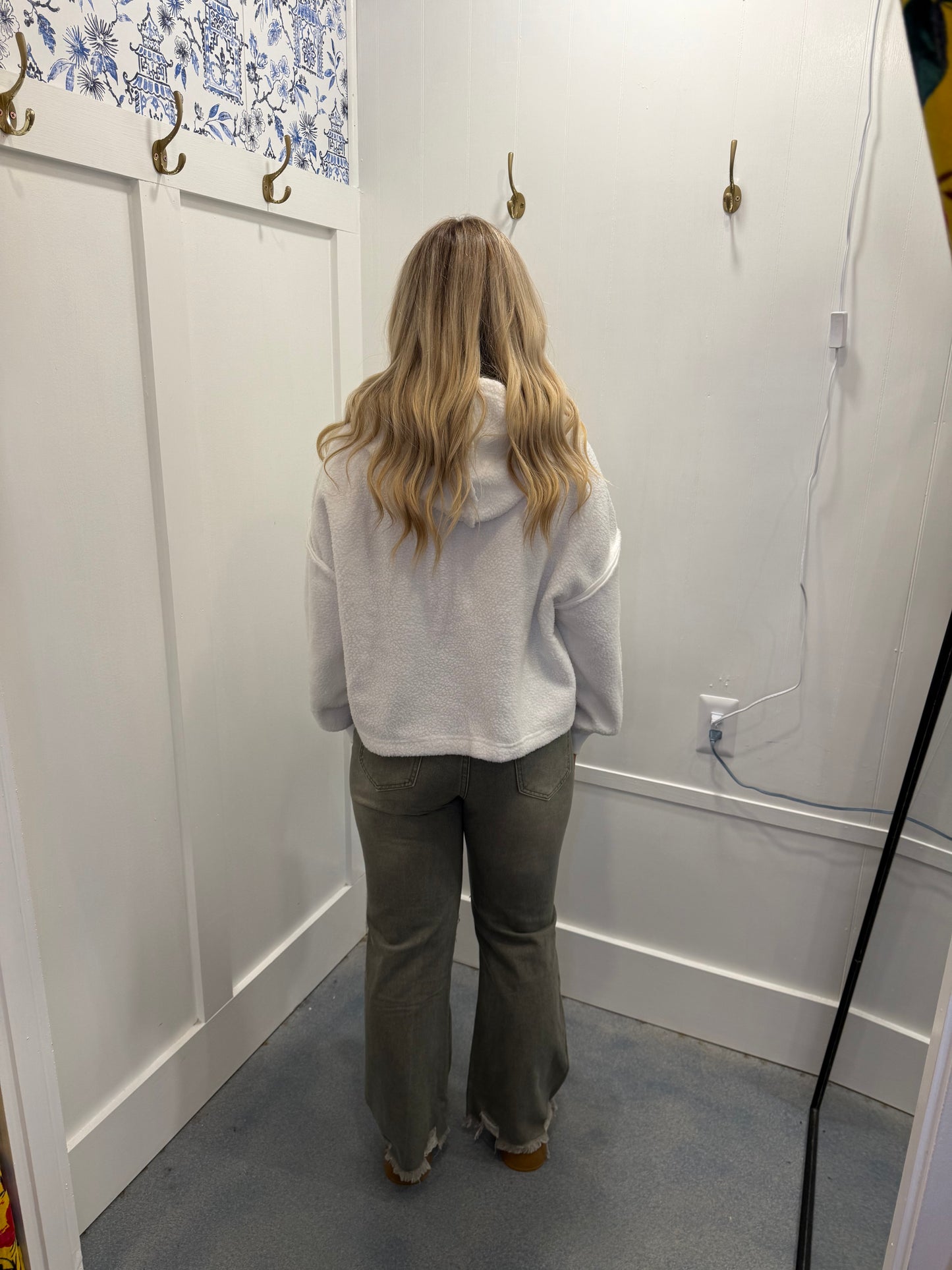 Sherpa Fleece Drop Shoulder Hoodie