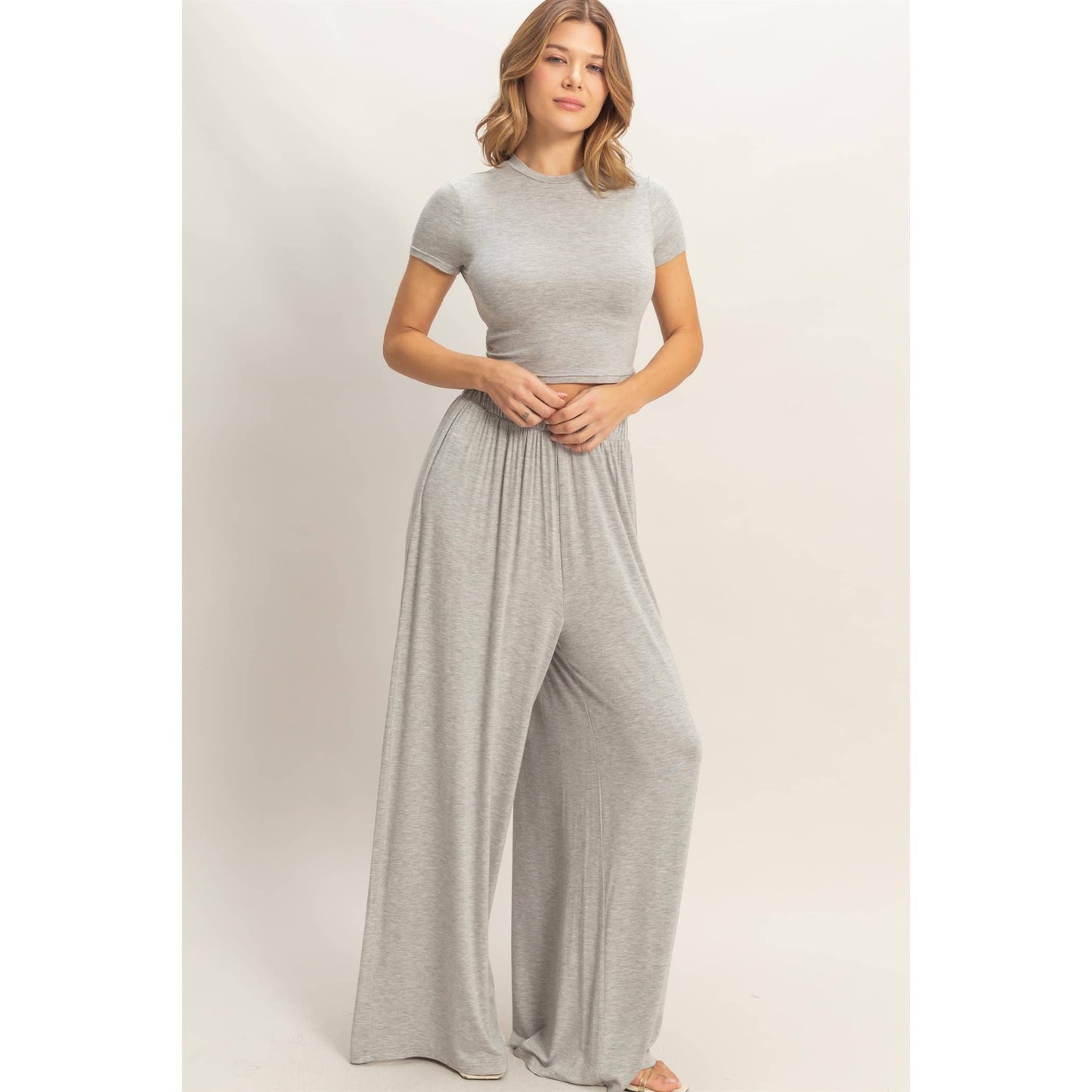 Short Sleeve Top & Wide Leg Pants Set (Sold as Separates)