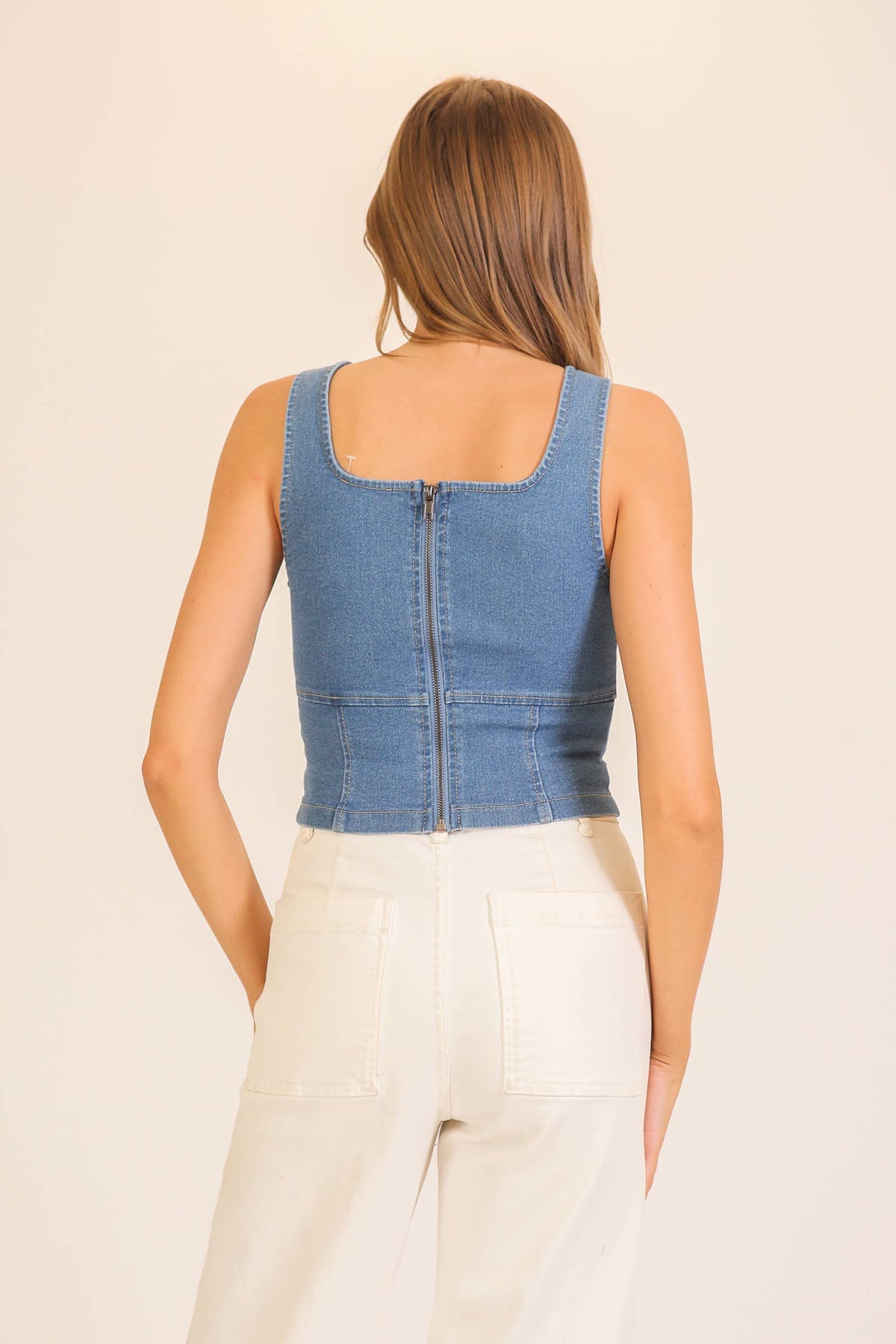 Sculpted Stretch Denim Tank Corset