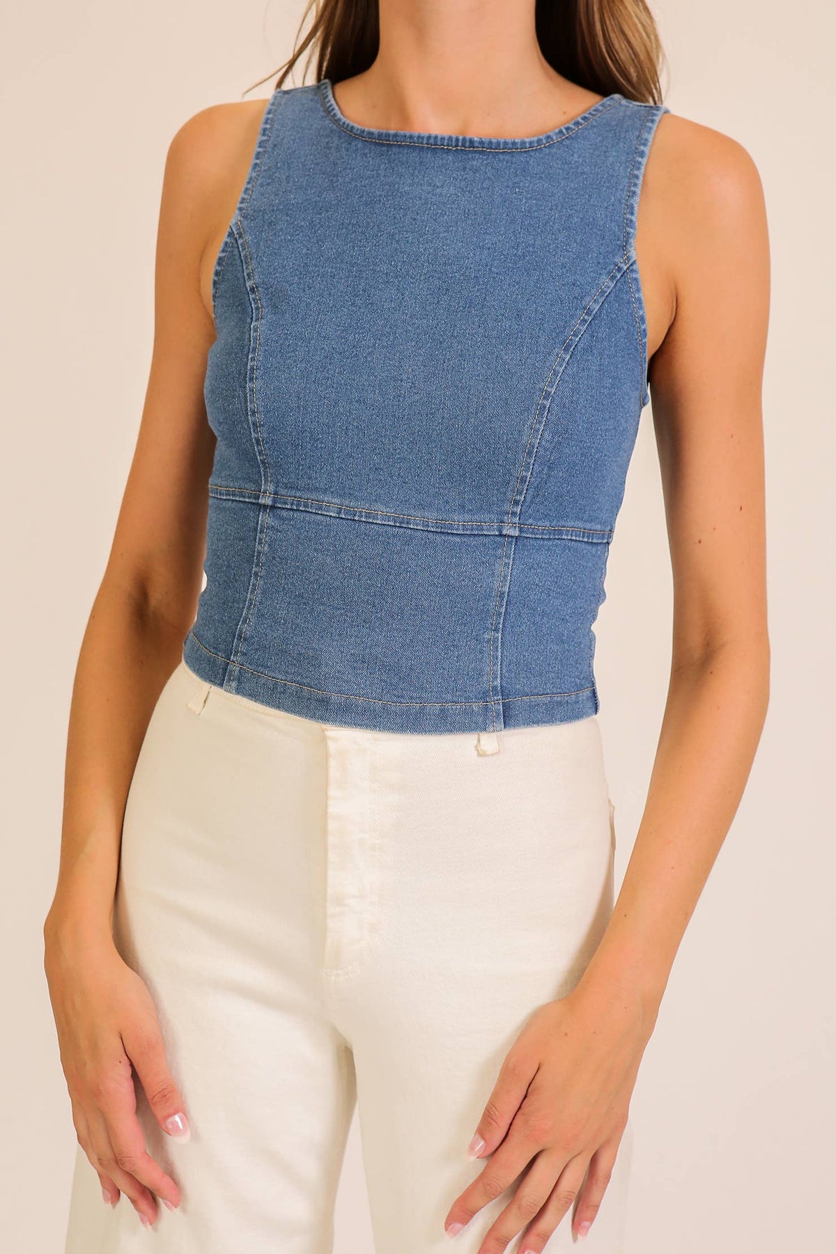 Sculpted Stretch Denim Tank Corset