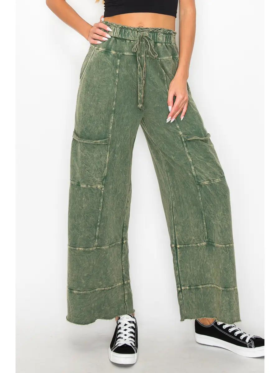 BEST Mineral Wash Wide Leg Cropped Pants