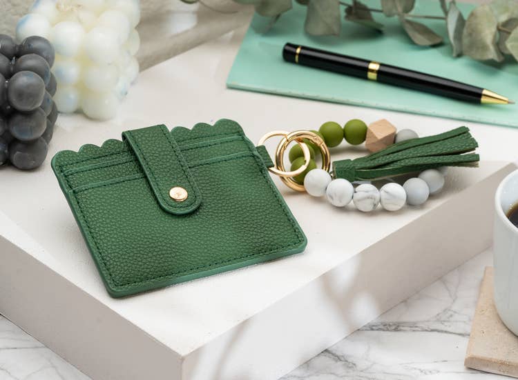 Leather Keychain Wallet With Wristlet Bangle Bracelet