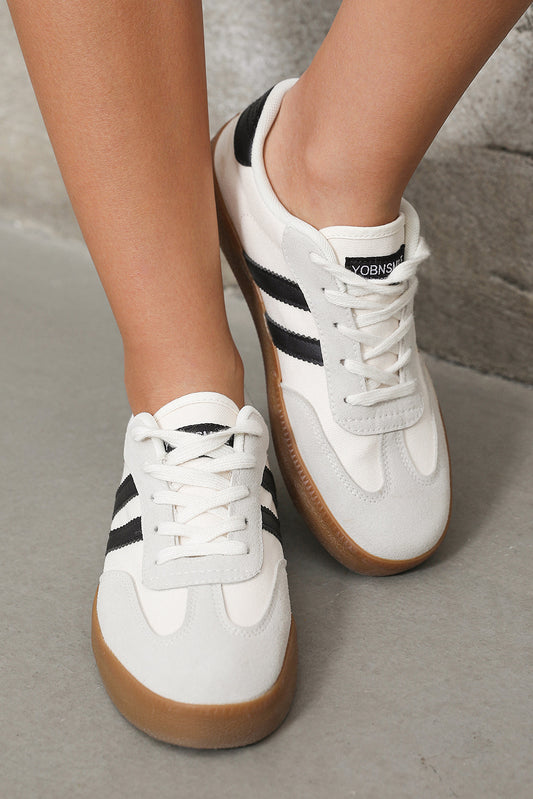 Striped Lace-up Flat Sneakers