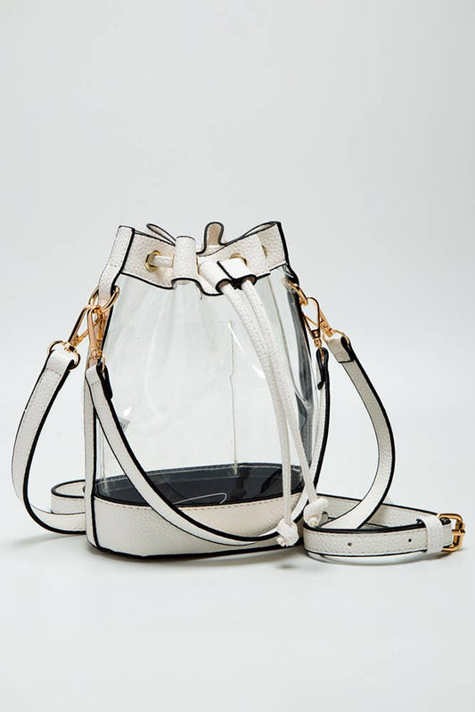 Clear Crossbody Stadium Bucket Bag: White