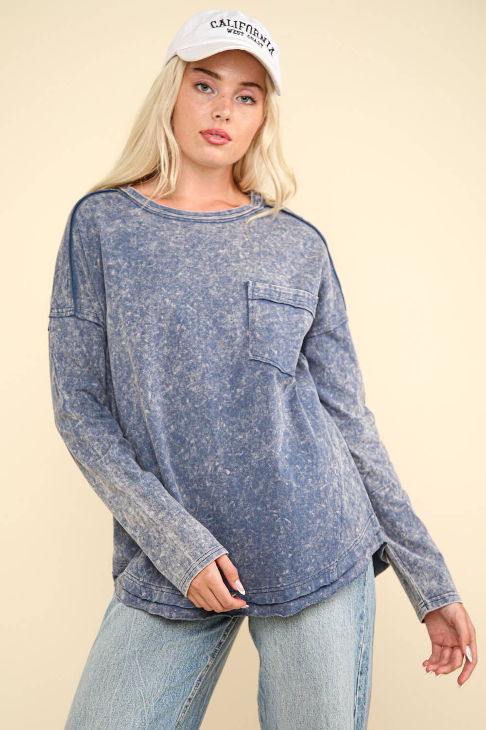 Mineral Washed Casual Knit Top