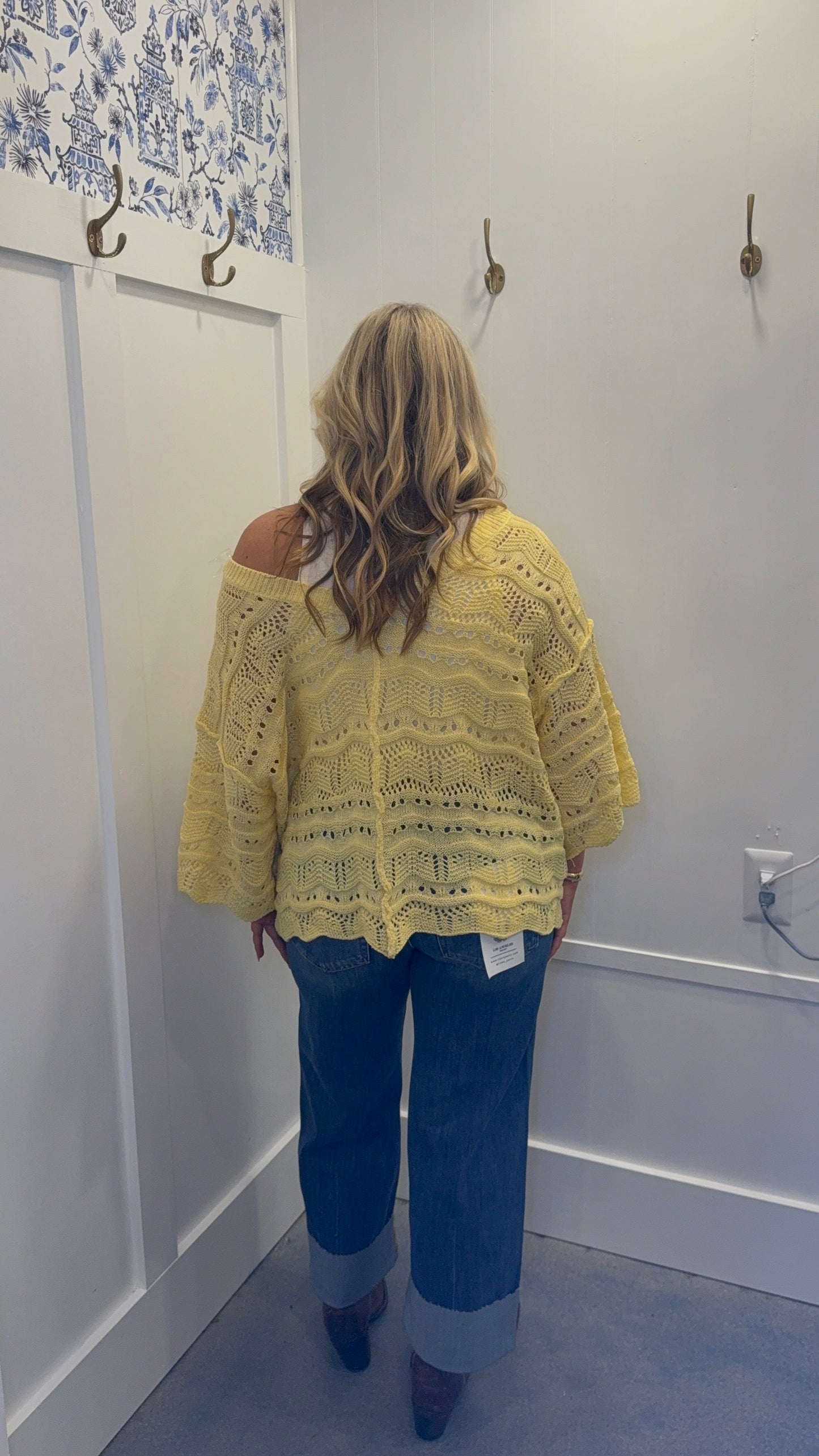 Open Knit V-Neck Oversized Short Sleeve Sweater Top